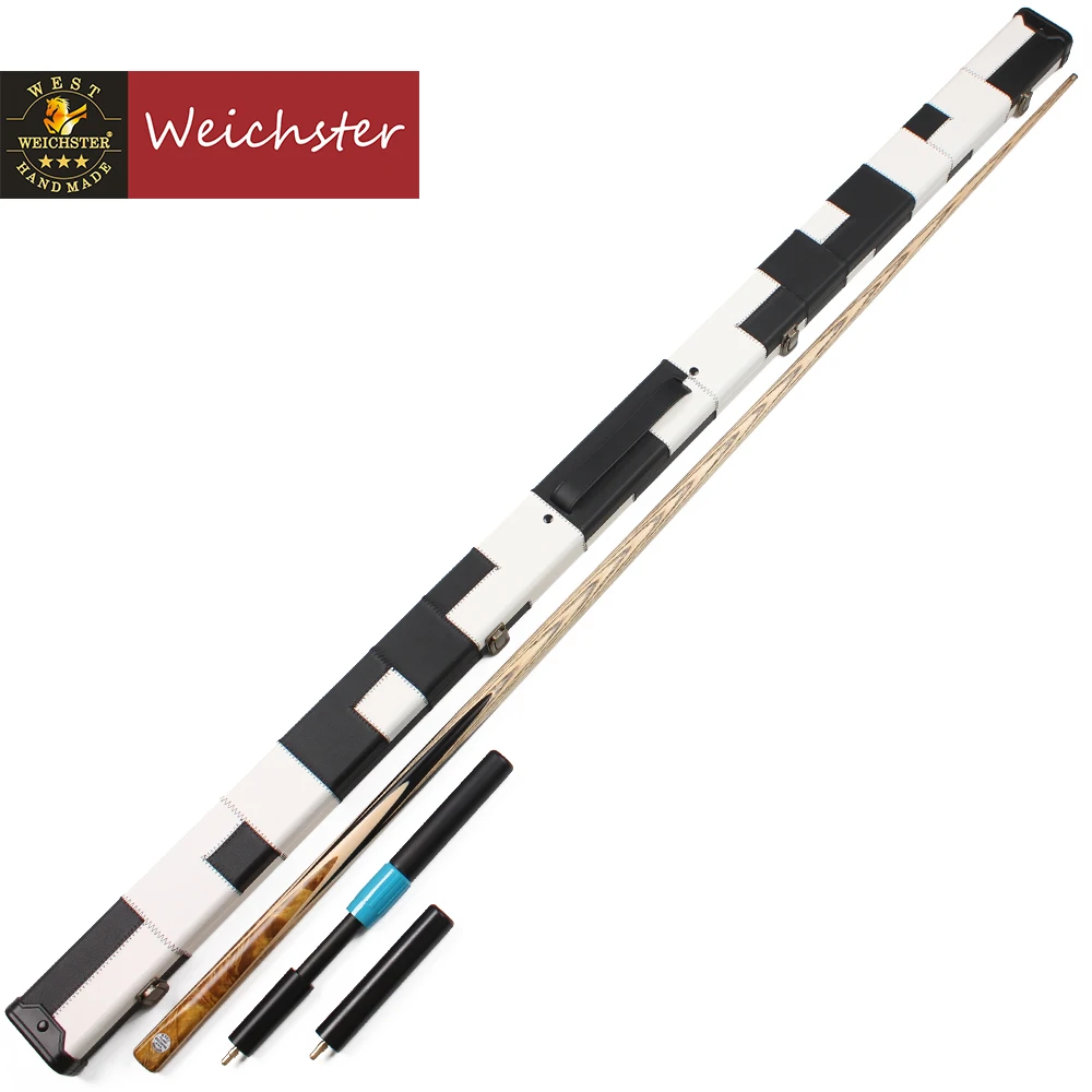 US $139.90 Weichster Golden Burr Ebony One 1 Piece Handmade Snooker English Pool Cue and Case Extension