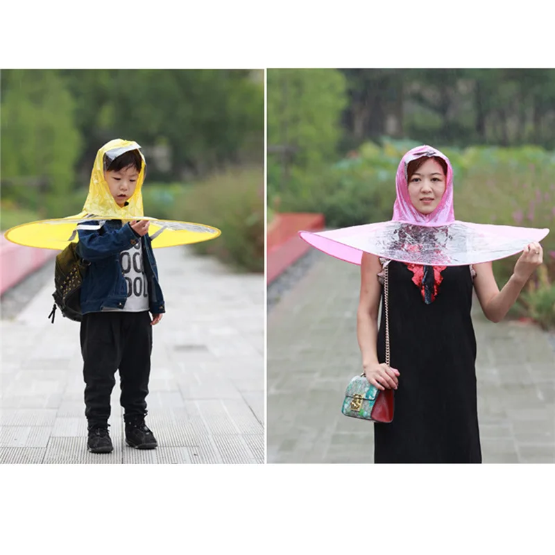 Креативная Пластиковая Шляпа от дождя, плащ, плащ для женщин, мужчин, детей, подарки, универсальное использование, для пеших прогулок, рыбалки, дождей, водонепроницаемые ветрозащитные шляпы