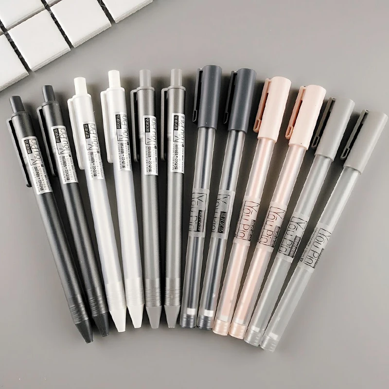 

4pcs/lot Gel ink pen Scrub-gray-colored style plastic 0.5mm/0.35mm black ink gel pens writing stationery office school pen