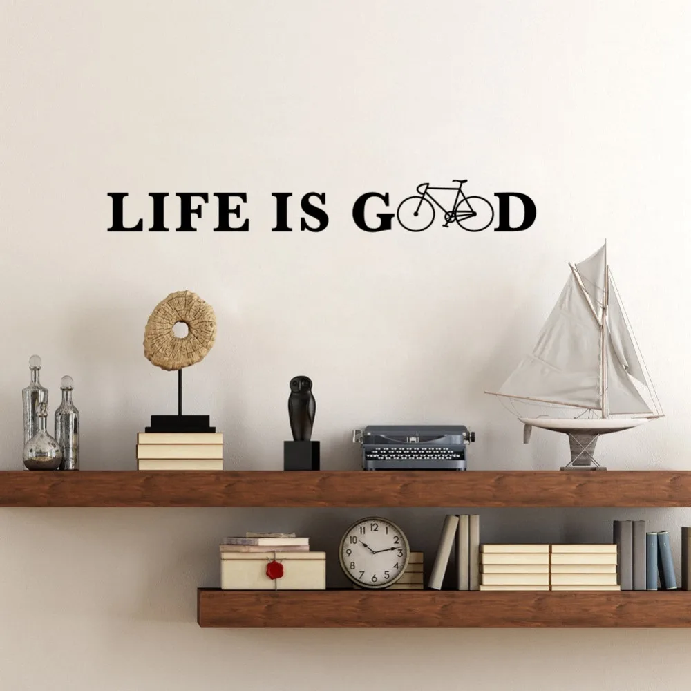 Creative Bicycle Quotes Wall Decals Life is Good Art Lettering Vinyl