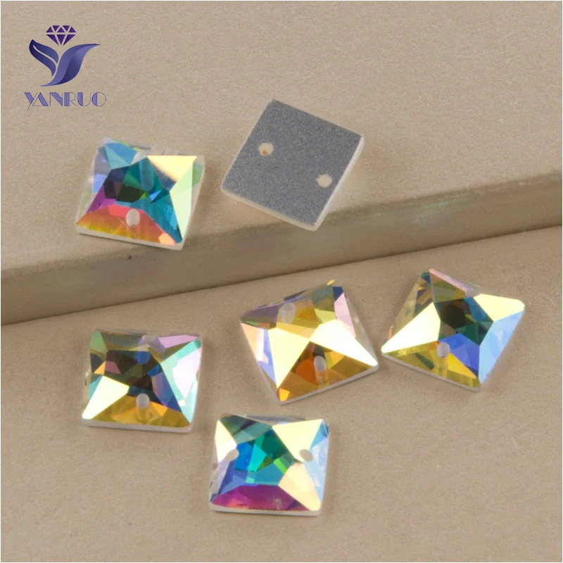 

YANRUO 2308TH Square 10-36mm AB DIY Sew On Crystal Craft Gems Glass Strass Stones Flat Back Rhinestones