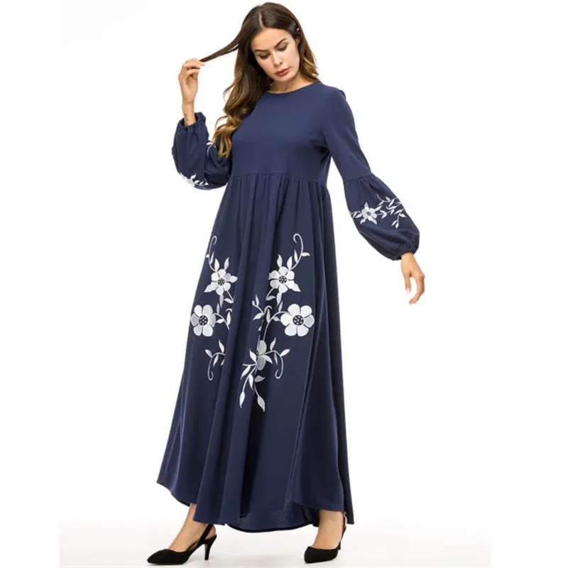 Женское мусульманское платье с вышивкой элегантное скромное платье платья абайя мусульманская одежда для Ближнего Востока