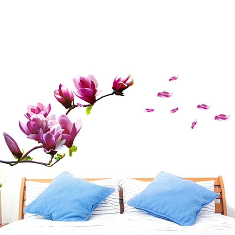 DIY Magnolia Flower Wall Stickers Wall Decal Living Room Wallpaper For Home Murals Art Living Room Decorations Wall Sticker