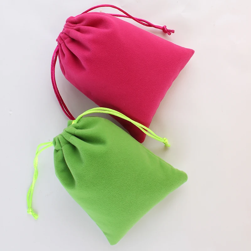 

50pcs/lot 12*15cm 10 colors multi-purpose wholesale plush velvet drawstring pouch custom logo print packing Jewelry pouch bag