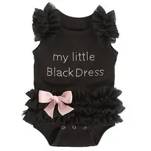Новинка; боди для малышей; летняя одежда для маленьких девочек; Черное Кружевное боди с надписью «My Little»