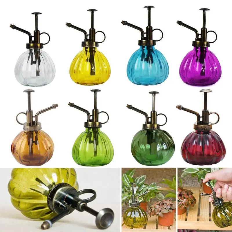

1Pc Vintage Pumpkin Decorative Glass Water Spray Bottle Flower Plant Pot Small Watering Can Home Gardening Tool