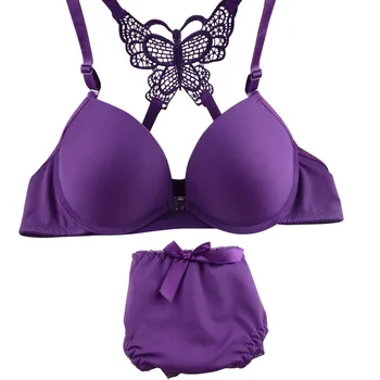 

Underwear 2pcs/set Womens Sxey Seamless Bra Front Closure Lace Push Up Bra + Panties