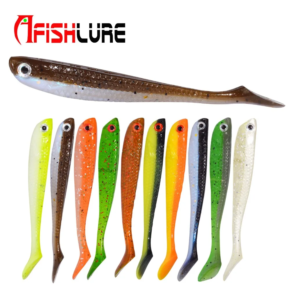 

10pcs Paddle T Tail Soft Worm Fishing 75mm2.8g Shads Soft Lures Silicone Bass Minnow Bait Swimbaits Plastic Lure Pasca Grub Fish