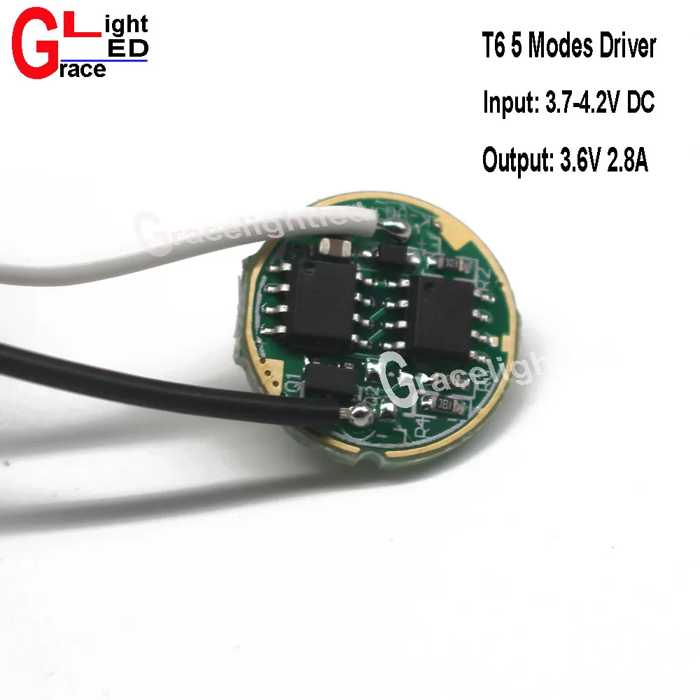 1 шт. DC3.7V 5 режимов Светодиодный драйвер фонарика для CREE XML-T6 U2/XML2 10 Вт Светодиодный светильник лампа/фонарь