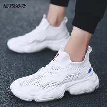 NEWDISCVRY/большие размеры; легкие дышащие мужские не сужающиеся книзу кроссовки; Летние удобные мужские Сникеры на платформе; мягкая мужская обувь