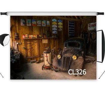 

Repair Room Broken Old Car Polyester Backdrop Background Photography Studio Props Photographic Photo Seamless Washable No Crease