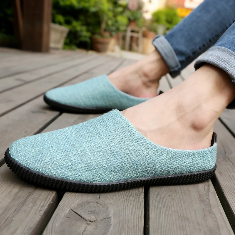 New Summer Man Hemp Slippers Fashion breathable absorb sweat Outdoor slippers Male Comfortable casual shoes Linen 37-45 | Обувь