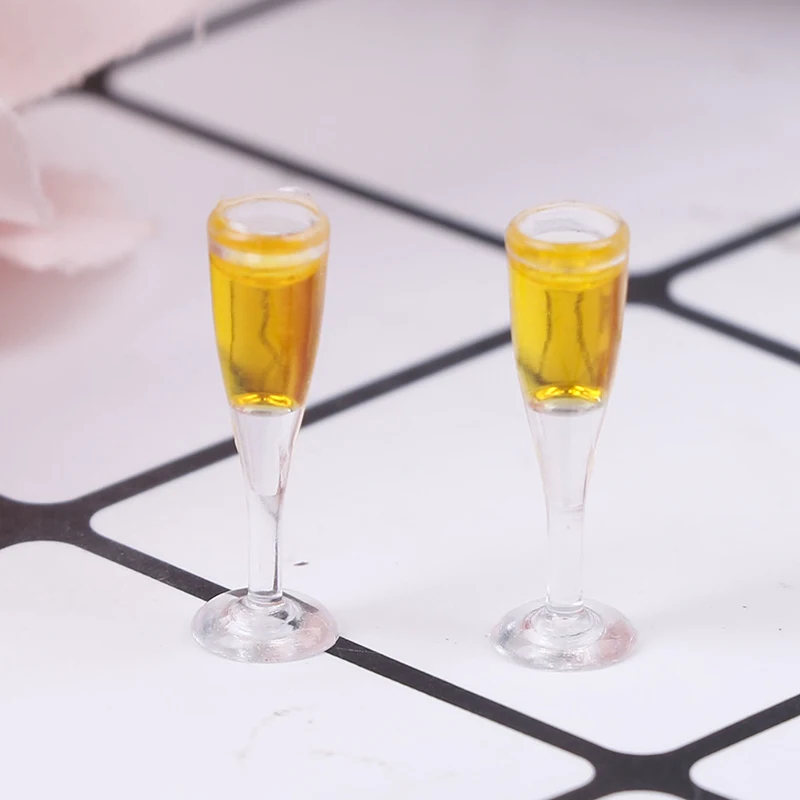 

2Pcs 1:12 Dollhouse Kitchen Mini Champagne Lemon Water Cups Dollhouse Accessories Miniature Toy Doll Food Kitchen