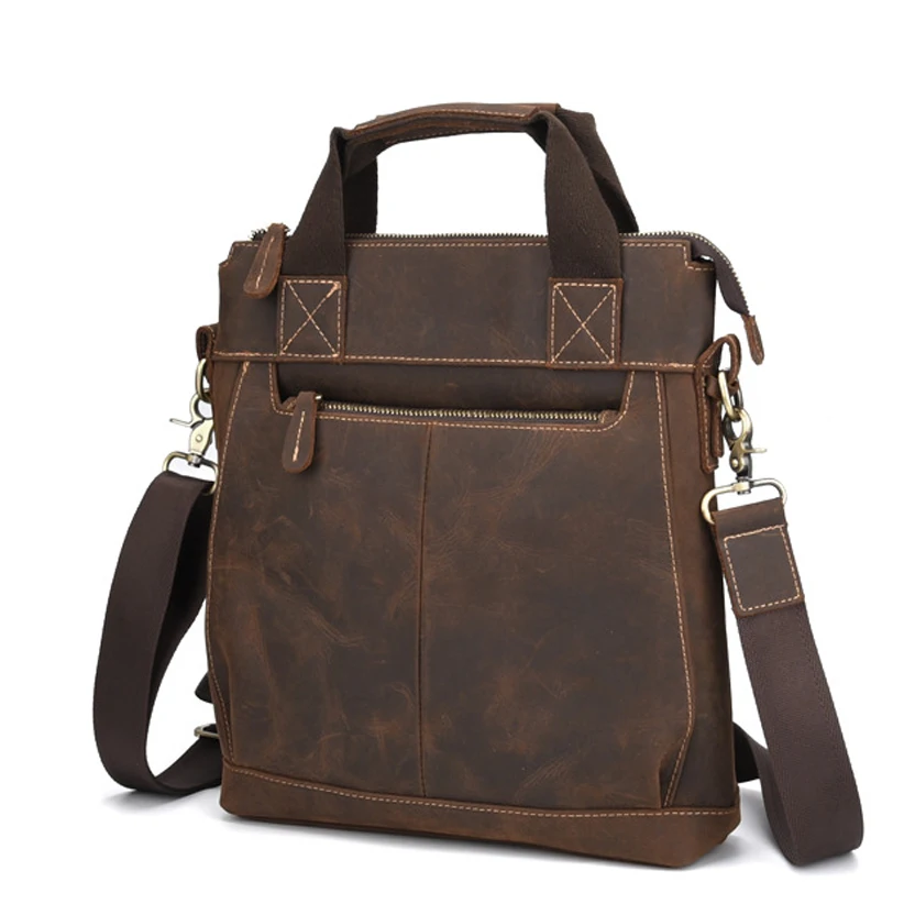 Dark brown retro style leather messenger bag handbag business briefcase Messenger bag