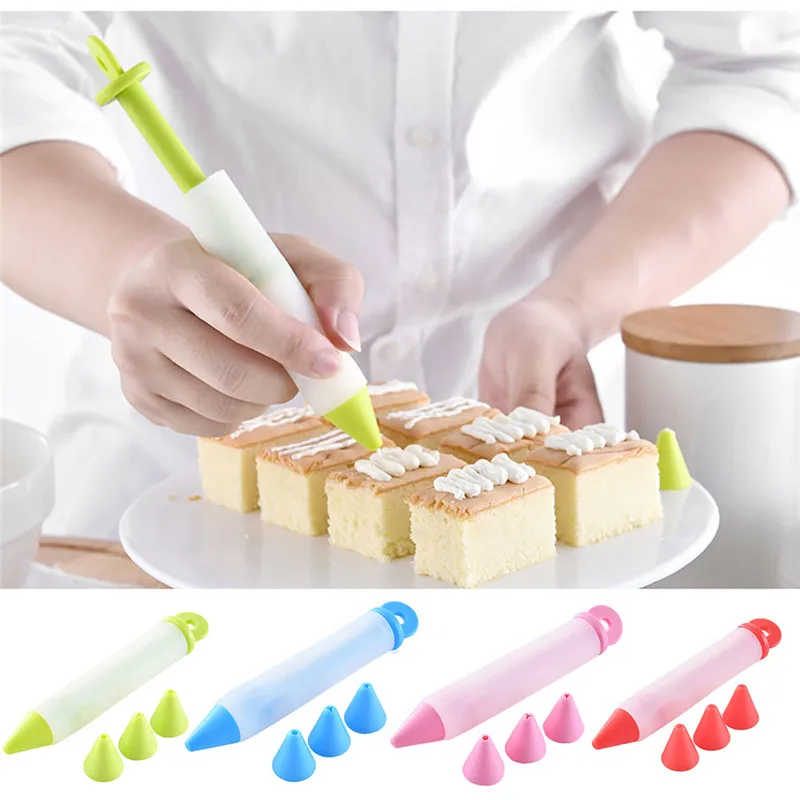 

4PCS/SET New Silicone Food Writing Pen Chocolate Cake Decorating Tools Cream Cup Icing Piping Pastry Nozzles
