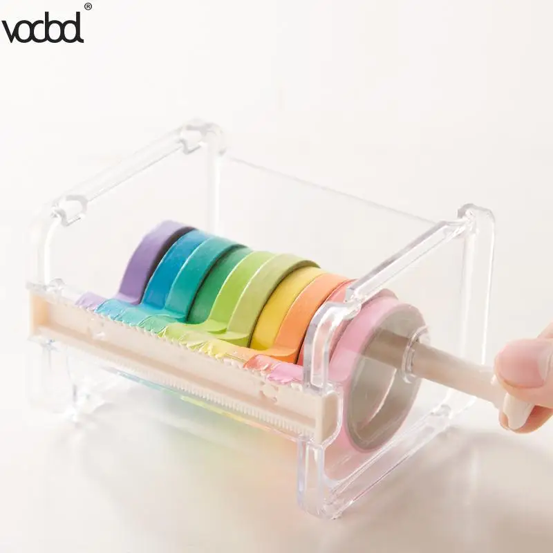 

VODOOL Beige Color Japanese Stationery Masking Tape Cutter Washi Tape Storage Organizer Cutter Office Tape Dispenser Supplies