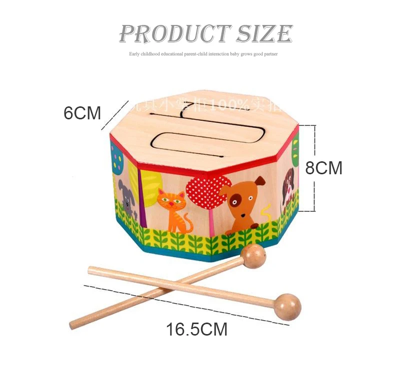 Детские игрушки деревянный барабан для раннего образования музыкальные игрушки для детей барабан Музыкальные инструменты для маленьких
