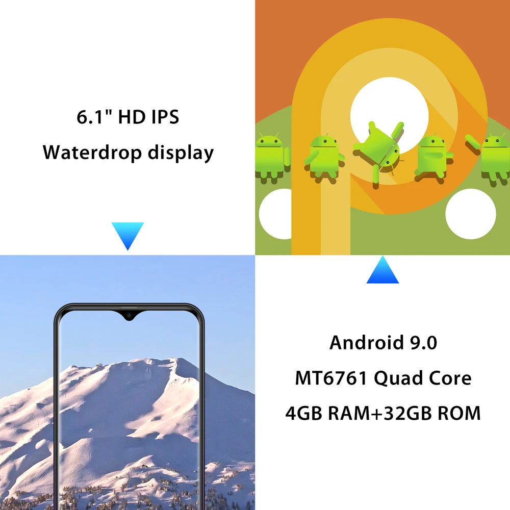 Смартфон LEAGOO M13 Android 9,0 19:9 6," с каплями воды, 4 Гб ОЗУ, 32 Гб ПЗУ, четырехъядерный процессор MT6761, отпечаток пальца, распознавание лица, 4G, мобильный телефон