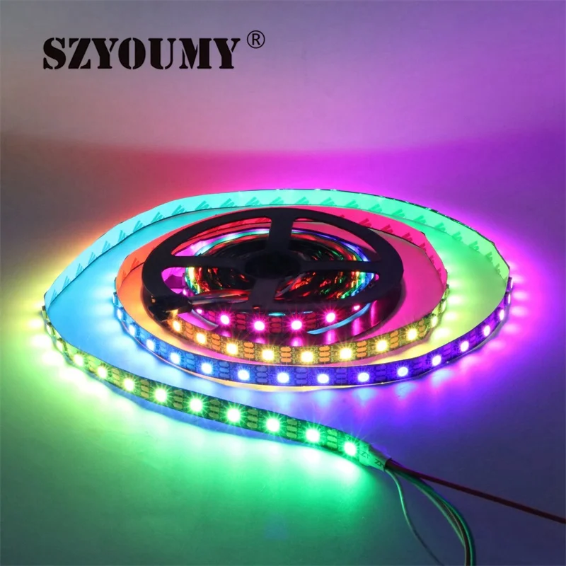 SZYOUMY WS2811 5050 SMD RGB полосы адресуемых 30leds 60leds/м Светодиодная Пиксели полосы 1 IC управления 3 светодиоды 5 м/шт. 16.5ft DC12V комплект