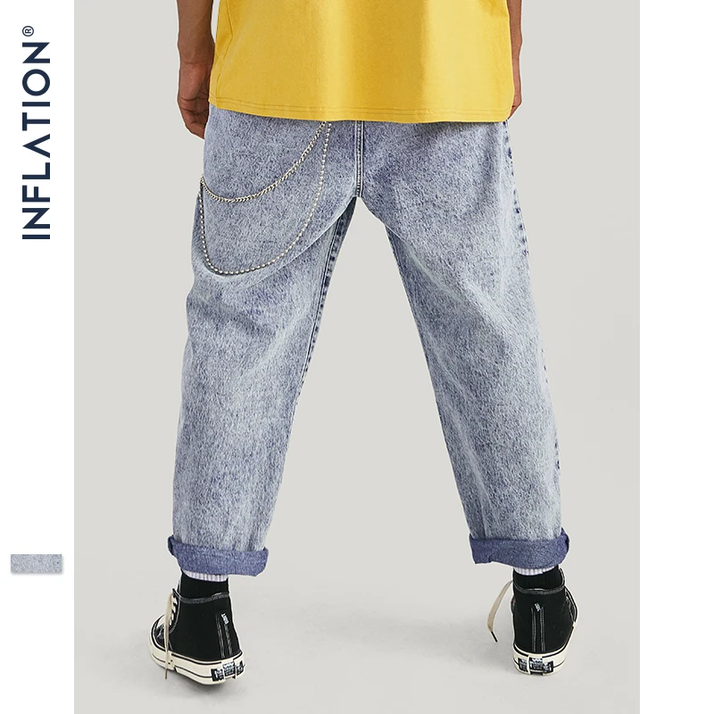 INFLATION AW джинсы в стиле хип-хоп мужские Модные джинсы с потертостями синие джинсовые штаны мужские лоскутные брюки с карманами 93346W
