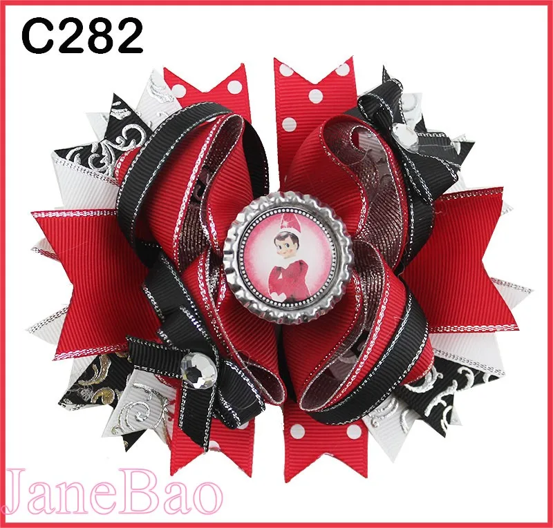 

free shipping 50pcs Christmas hair bows Candy Cane Bow Santa Hair clip Reindeer Holiday Merry Christmas Hair Bow-B