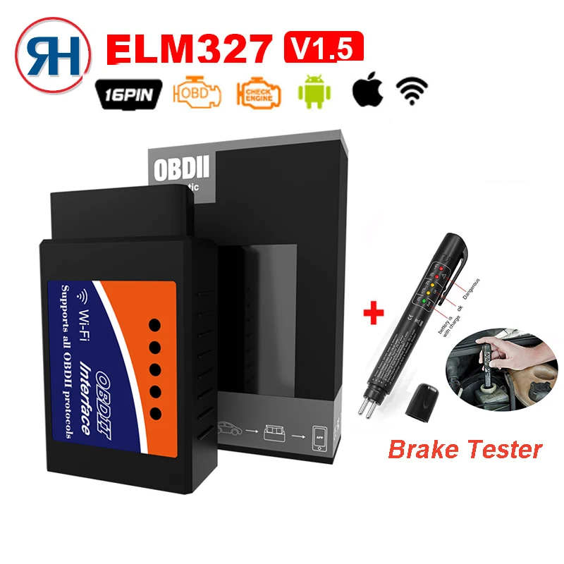 

2018 New Elm327 V1.5 WIFI OBD2 Code Reader ELM 327 OBDII V1.5 Brake Tester Pen Diagnostic Tool Diesel/petrol ON Android/IOS