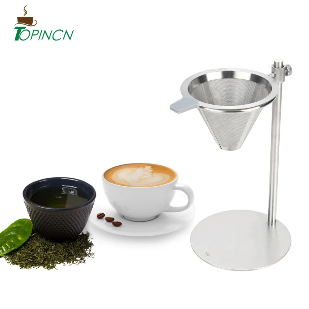 

Stainless Steel Coffee Filter Holder Nespresso Pour Over Coffee Station Freestanding Dripper Reusable Barista Tools