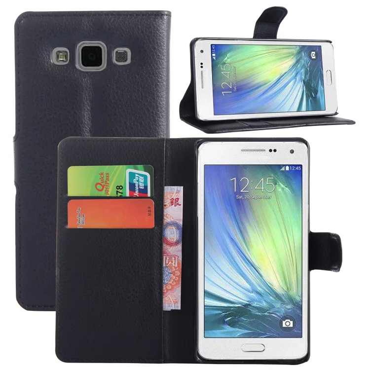 

for Samsung Galaxy GALAXY A5 A5000 Flip Leather Case Wallet Card Stent Cases Lichee Pattern Protect Cover black 5000 SM A5