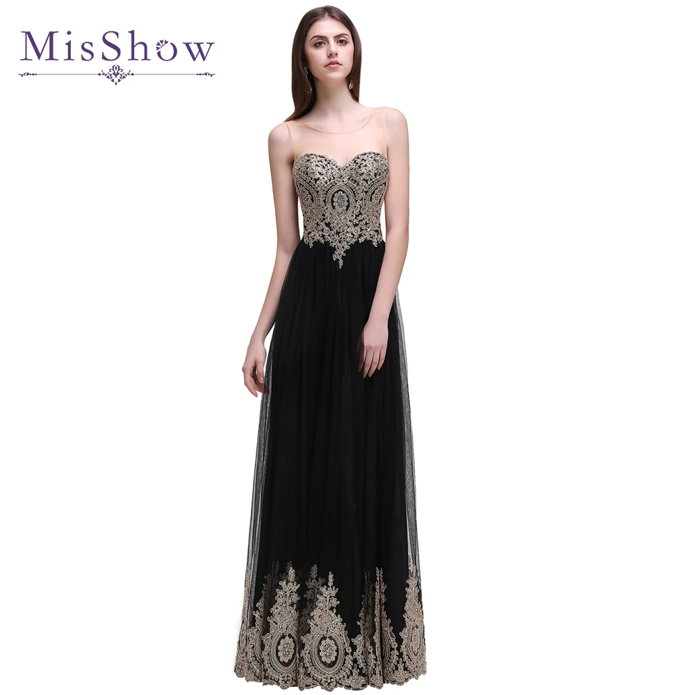 

Robe De Soiree Longue Cheap Black Backless Long Evening Dresses 2017 Gold Appliques Lace Formal Evening Gowns Dresses
