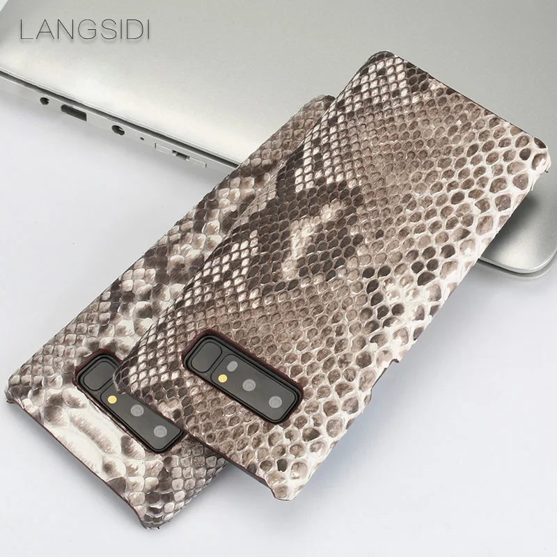 

LANGSIDI Genuine Leather Case for Samsung Note 8 Luxury Real Python Snake Leather Handmade Craft Custom Back Cover