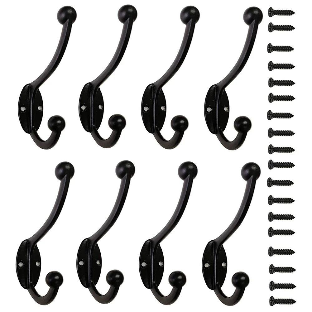 

8pcs/pack Rustic With Screws Wall Mount Coat Hanger Bedroom Hat Utility Retro Durable Robe Hook Metal Dual Home Cabinet