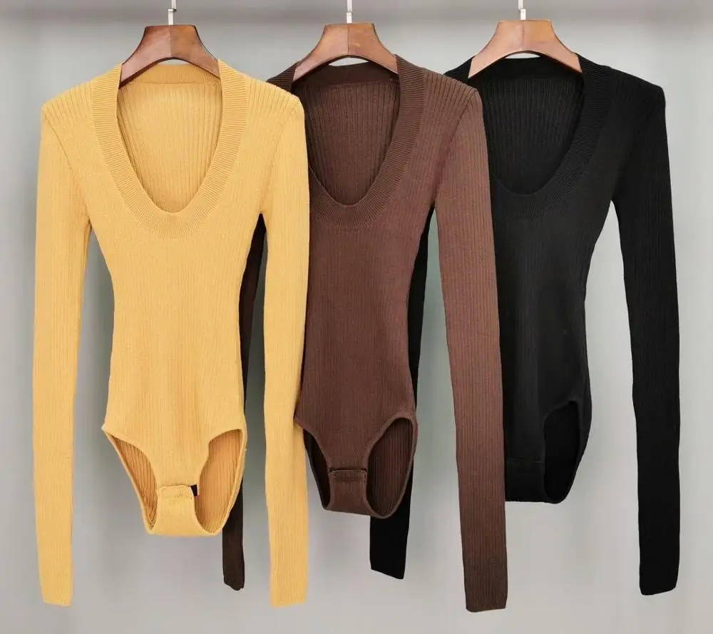 

2019 autumn fashion women bottoming Connected knitted sweater 3 color ddxgz2