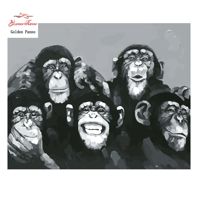 Golden Panno Needlework DIY DMC 14CT Cross stitch Kit pattern Embroidery Cross-stitch Painting Christmas a group of monkey 1010 | Дом и сад