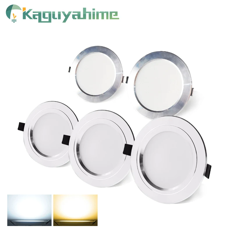 Kaguyahime LED Downlight 220V AC 110V Встраиваемый круглый светодиодный светильник 3W 5W 9W 15W
