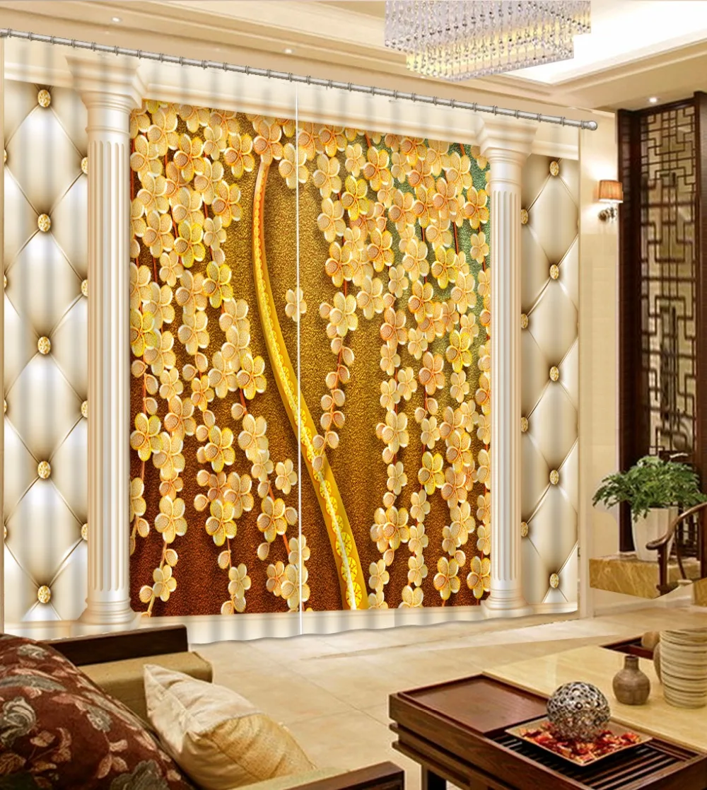 

Luxury European Modern roman relief flower curtains fashion decor home decoration for bedroom
