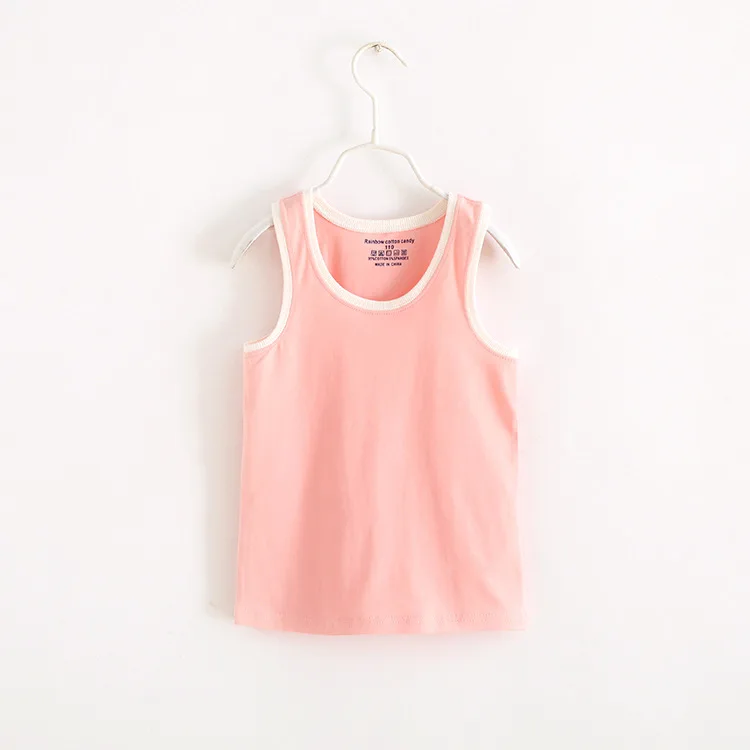Летний спортивный модный детский жилет хлопковый жилет для детей от 3 до 9 лет, футболка разные яркие цвета - Цвет: Розовый