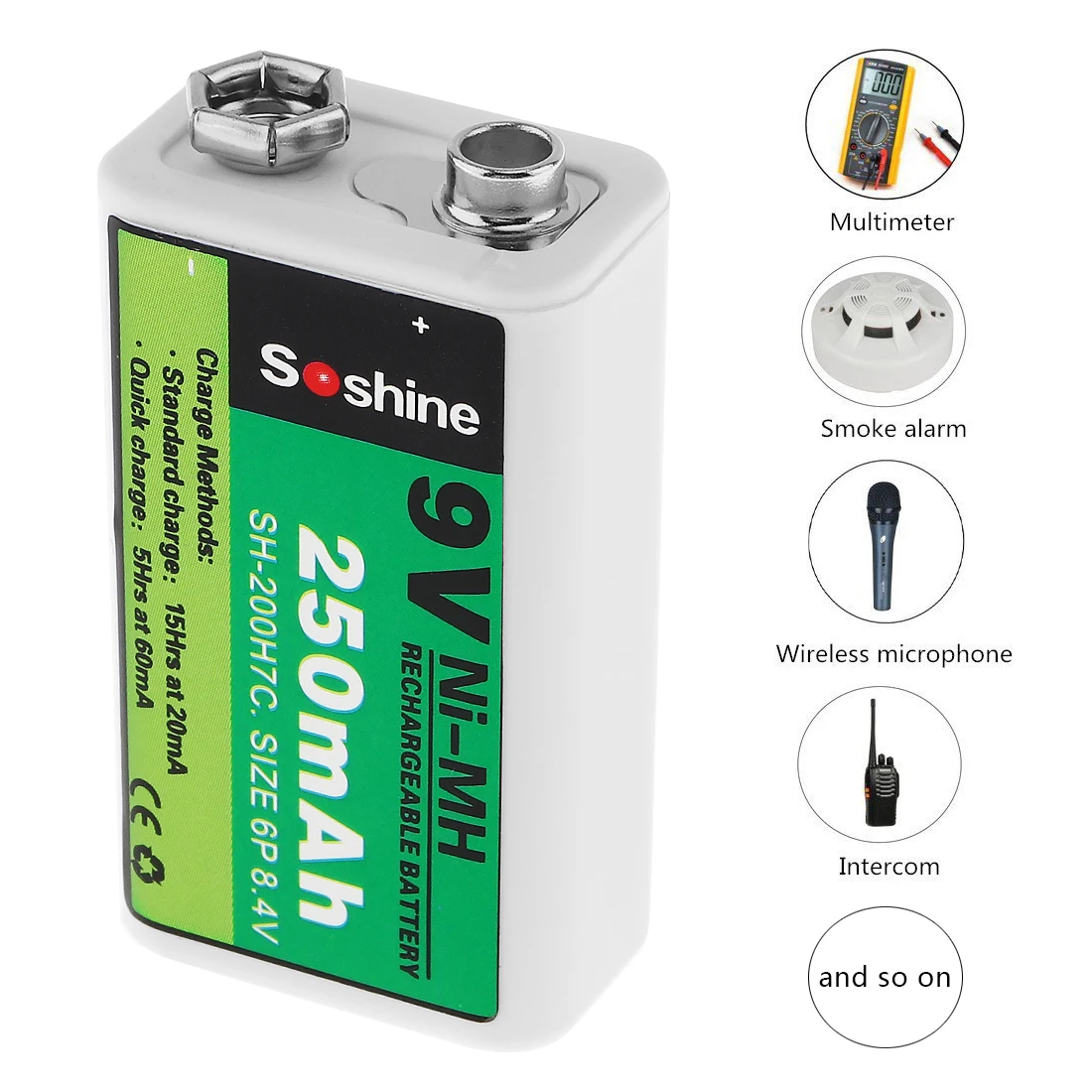 Soshine 9V 250mAh 6F22 Ni MH аккумуляторная батарея + Портативная Батарейная коробка для