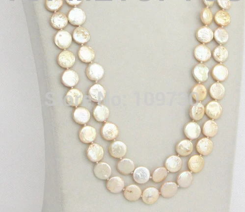 

Jewelr 004052 length 48" 12mm coin fastener champagne pearls necklace