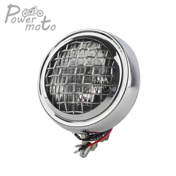 

Motorcycle Retro Mesh Grill 60W Halogen Front Headlight Head Lamp for Harley Cafe Racer Honda Yamaha XS650 CG125 GN125 Universal