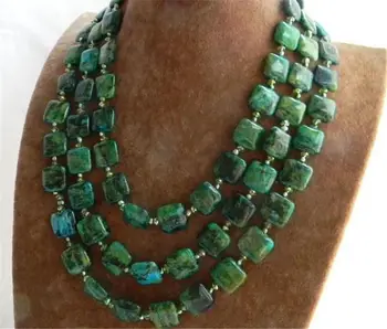 

3 Strands 18-20 "14MM exquisite Malachite Green Necklace EWQA