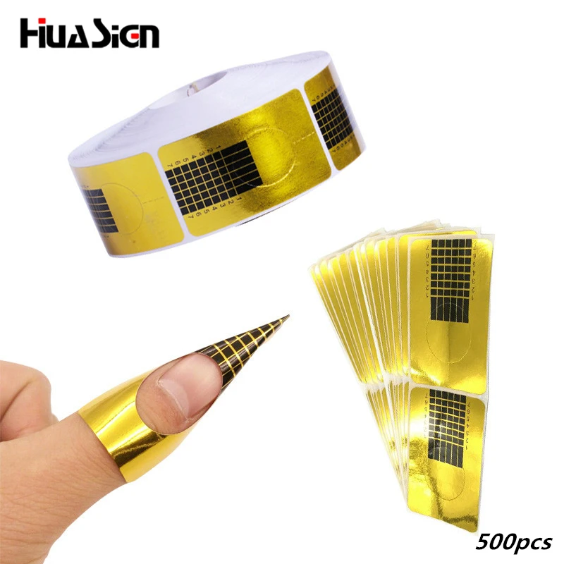 500/lote Gold Nail Form Gel Extension Sticker profesional manicura