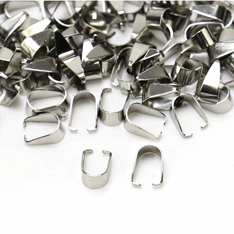 

100Piece Stainless Steel Hook Pendant Clasps Pinch Clips Bail Pendants Connectors For Jewelry Accessory