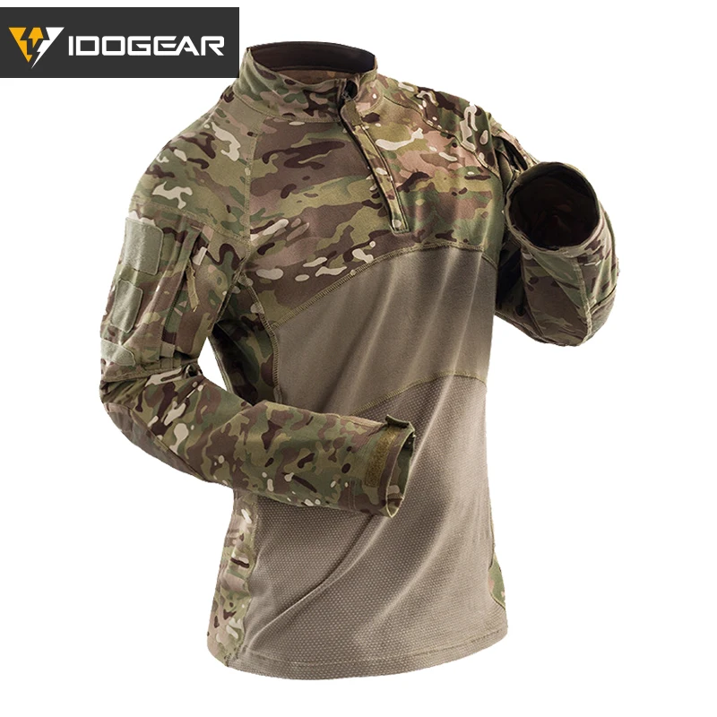 IDOGEAR тактическая рубашка с длинным рукавом камуфляжный Топ для страйкбола
