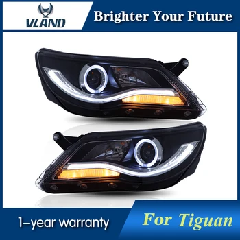 

LED headlight With Angel Eye Retrofit For Tiguan 2009 2010 2011 Led Car Headlamp HID Lens and turn light headlights