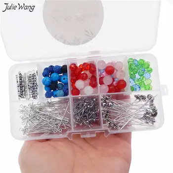 

Julie Wang 273pcs Necklace Earring Jewelry Making Kits for Beginners Crystal Glass Beads jewelry making Accessory DIY Crafts