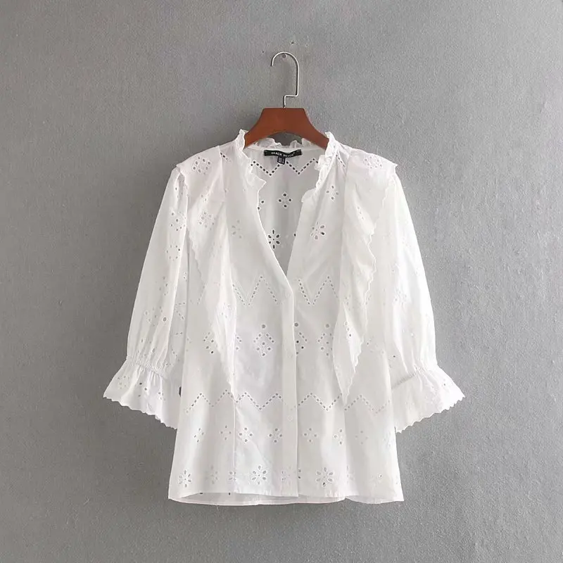 

Fashion Woman CC50-9264 European and American fashion hollow embroidery jacket