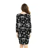 lady plus size XL 3XL 6XL slim fitted dress o neck long sleeve pencil dress lovely floral girl grafitti owl dresses ► Photo 3/6