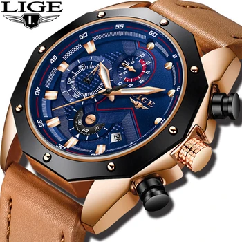 

Men Watch 2018 LIGE Top Brand Luxury Business Blue Quartz Watch Men Leather Military Waterproof Sport Watches Relogio Masculino