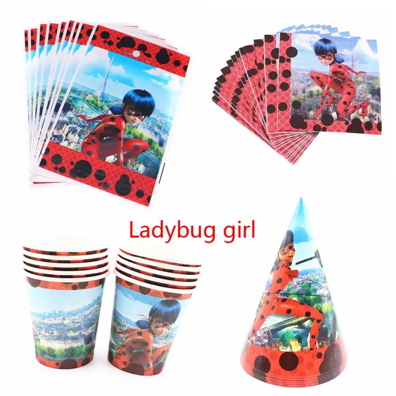 

Ladybug girl Theme Party Kids birthday Decoration Napkins Gift Bag Theme Party Decoration Supplies for baby party