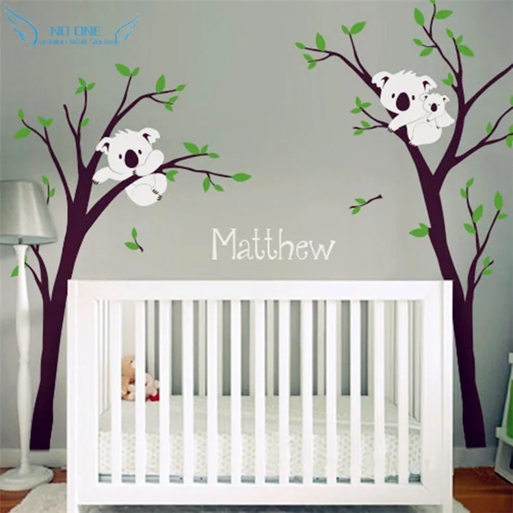 

Baby Nursery Bedroom Wall Decor Koala Tree And Custom Name Wall Sticker 3D Vinyl Decals Personalized Home Decoration